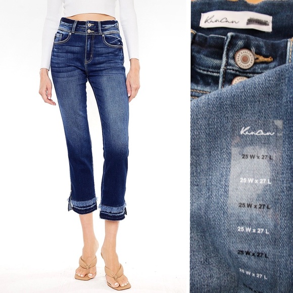 KanCan Fringe Frayed Straight Ankle High Rise Ripped Jeans 25 0 - Picture 1 of 12